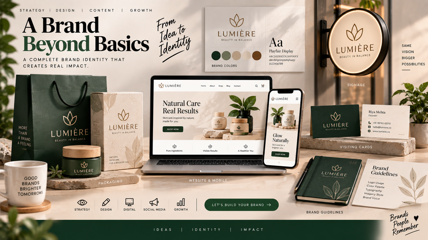 Brand identity designed by AFOLINE - packaging, cards and screens
