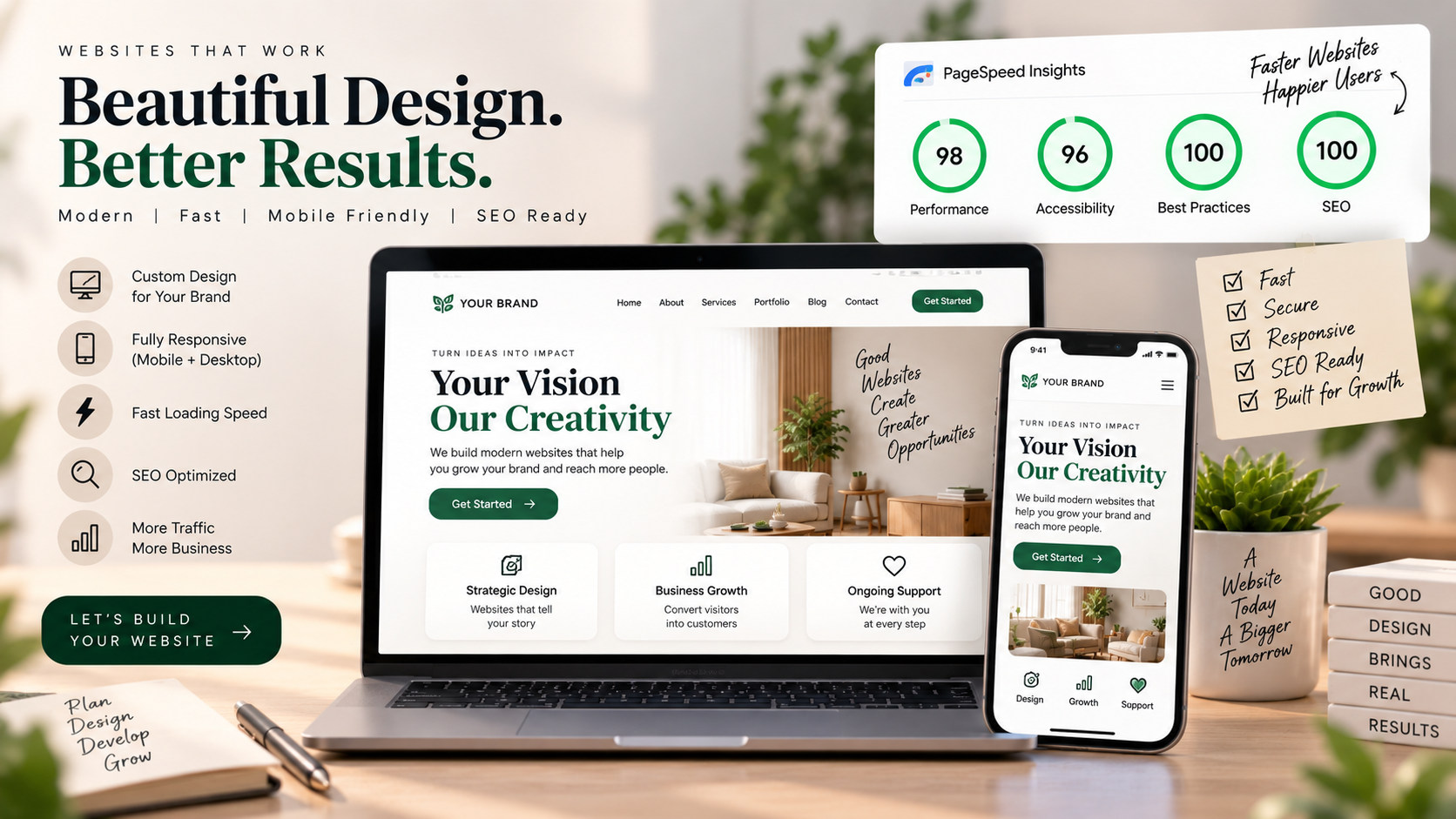 Business website built by AFOLINE shown on laptop and phone